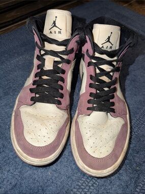 Nike Air Jordan High Top Sneakers White and Mauve